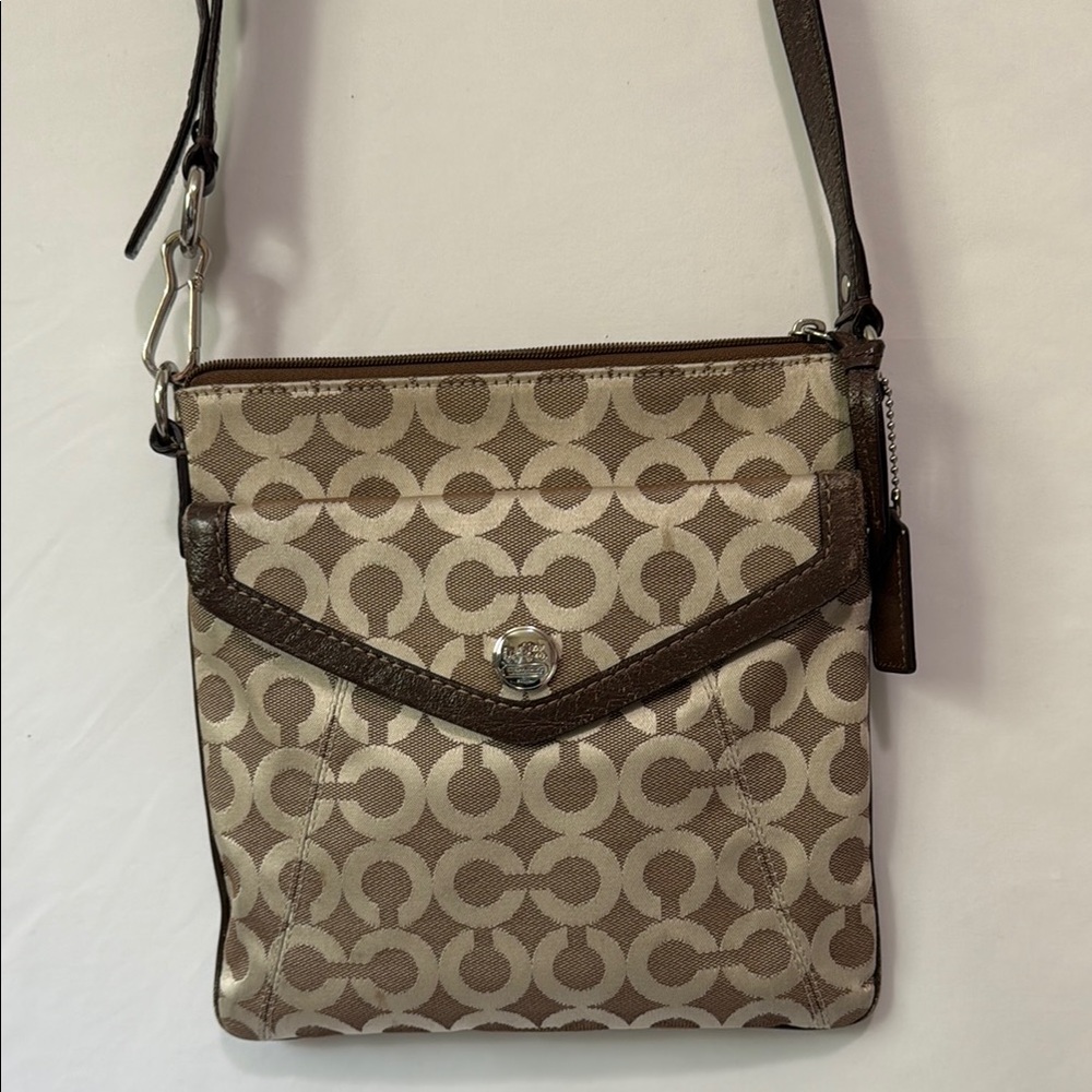 Vintage Coach fabric crossbody handbag